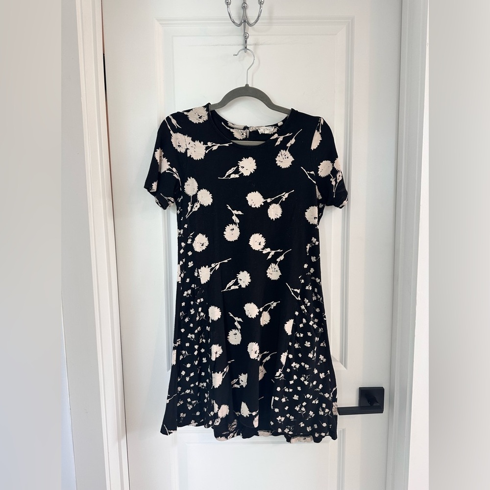 Fat Face Black Mini Dress with Cream Floral Print